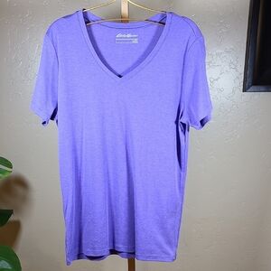 Eddie Bauer Lavender V-Neck T-Shirt 2XL